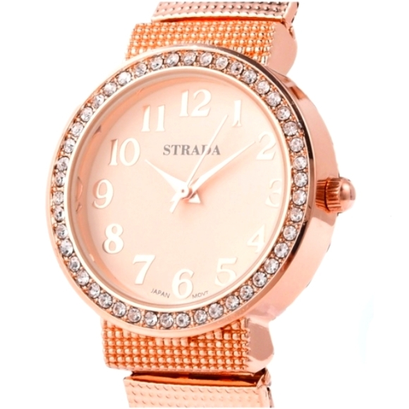 Austrian Crystal Embellished Bracelet Watch Rose Gold Plated Certified - Picture 2 of 15